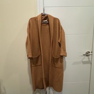 Mango Tan Oversized Knitted Coat with Pockets